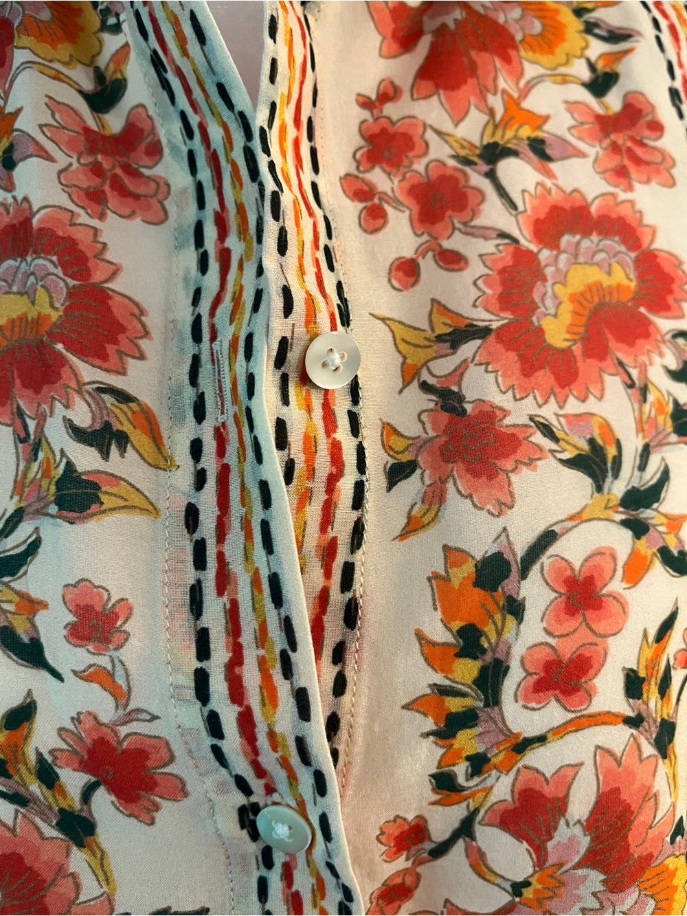 Sz 6 Sezane Fiori Rossi Print Button-Down Pierro Shirt Sz 38 UK - Picture 11 of 17